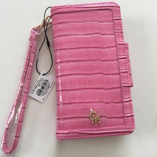 セシルマクビー(CECIL McBEE)の新品 セシルマクビー クロコ型 ミラー付き 手帳型 マルチスマホケース ピンク(モバイルケース/カバー)