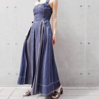 試着のみ Casa fline カーサフライン フロントホックデニムワンピース