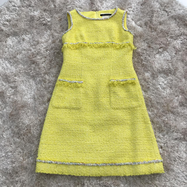 Rene🎀ツイードワンピース イエロー 美品 | フリマアプリ ラクマ