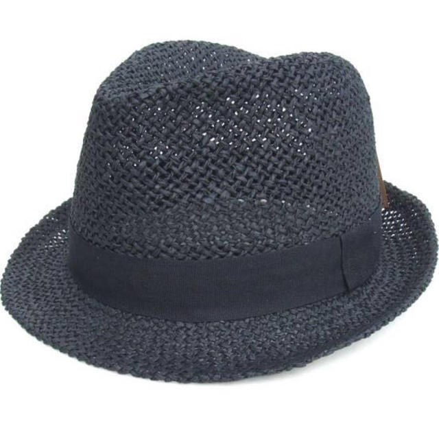 中折れストローハット/ブラック レディースの帽子(ハット)の商品写真