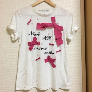 ランバンオンブルー(LANVIN en Bleu)のLANVIN en Bleu Tシャツ パール リボン (Tシャツ(半袖/袖なし))