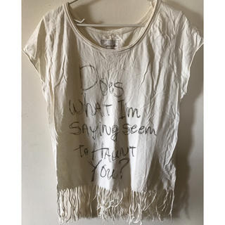 ラグナムーン(LagunaMoon)のlagunamoon フリンジ ロゴTシャツ ホワイト 白(Tシャツ(半袖/袖なし))
