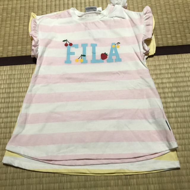 FILA(フィラ)のワンピース 新品未使用 タグ付 95 100 90ボーダー イエロー リボン キッズ/ベビー/マタニティのキッズ服女の子用(90cm~)(ワンピース)の商品写真