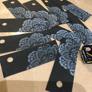 紙タグ 〇アンティーク フラワー・Flower柄  ブラックタイプ 40枚セット(カード/レター/ラッピング)