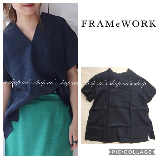 FRAMeWORK - 【新品未使用タグ付き】2018SS フレンチリネン スキッパーブラウス ネイビーの通販 by an's shop