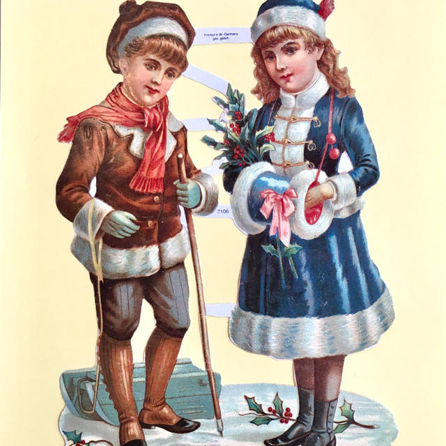 ドイツ製 ペーパークラフト ♡ 少年 少女 クリスマス 冬 エンタメ/ホビーのコレクション(印刷物)の商品写真