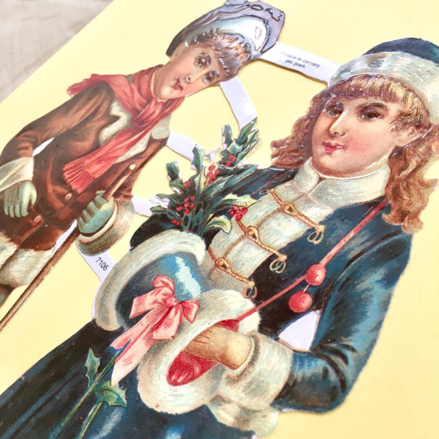 ドイツ製 ペーパークラフト ♡ 少年 少女 クリスマス 冬 エンタメ/ホビーのコレクション(印刷物)の商品写真
