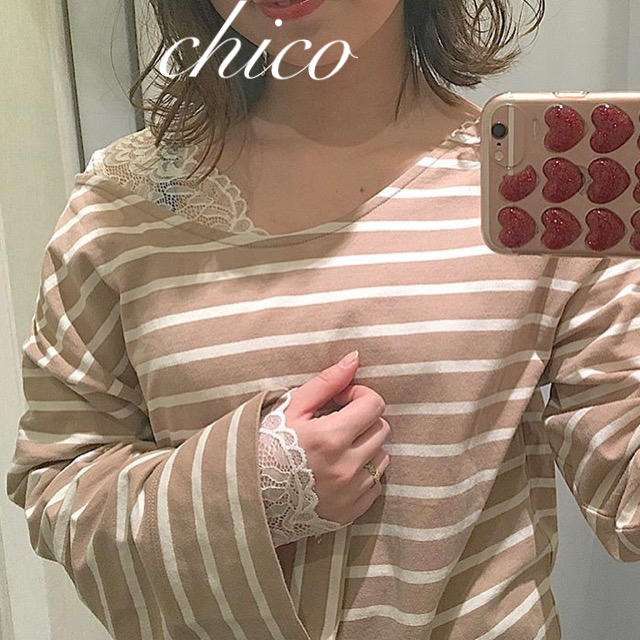 who's who Chico(フーズフーチコ)の新品❁﻿フーズフーチコ ボートネック ボーダーT ワンショルにも❁﻿ レディースのトップス(カットソー(長袖/七分))の商品写真