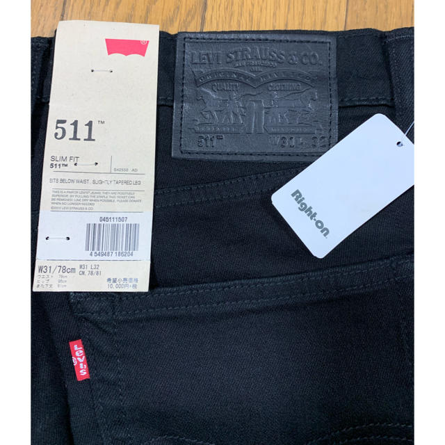 新品未使用 タグ付き Levi's リーバイス 黒パン 511 w31L32 3