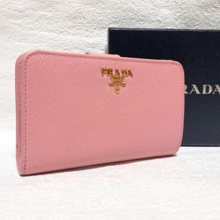 プラダ(PRADA)の【本物】496プラダ＊サフィアーノレザー小銭入れ付き二つ折り財布ピンク(財布)