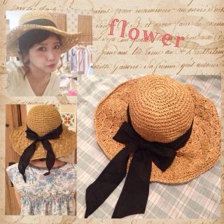 フラワー(flower)のflower＊ribbonhat(麦わら帽子/ストローハット)