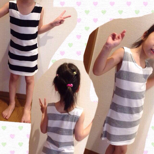 ★2点目半額★ストライプタンクワンピ  キッズ/ベビー/マタニティのキッズ服女の子用(90cm~)(ワンピース)の商品写真