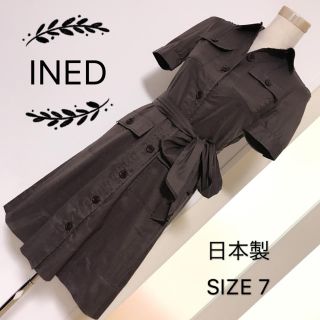 イネド(INED)のINED シャツワンピース(ひざ丈ワンピース)