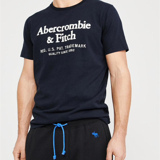 【正規品】アバクロ A&F アップリケロゴTシャツ ネイビー S