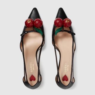 グッチ(Gucci)のGUCCI グッチ バンブーヒール クリスタルチェリー パンプス(ハイヒール/パンプス)