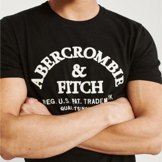 アバクロンビーアンドフィッチ(Abercrombie&Fitch)の【正規品】アバクロ A&F アップリケロゴTシャツ ブラック S(Tシャツ/カットソー(半袖/袖なし))