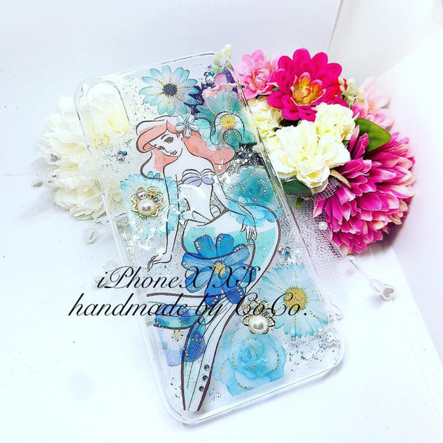 CoCoケース【SOLD＊344】iPhoneX/XS 押し花風 ディズニー アリエル＊