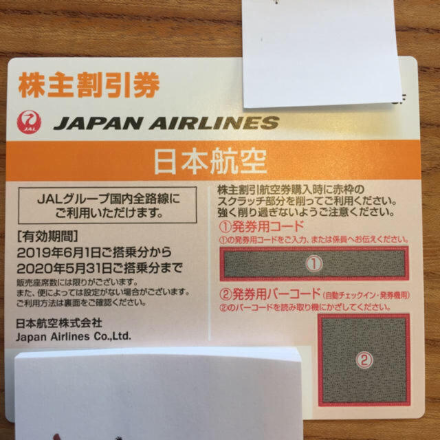 JAL(日本航空)(ジャル(ニホンコウクウ))の株主優待券 JAL 日本航空 チケットの優待券/割引券(その他)の商品写真