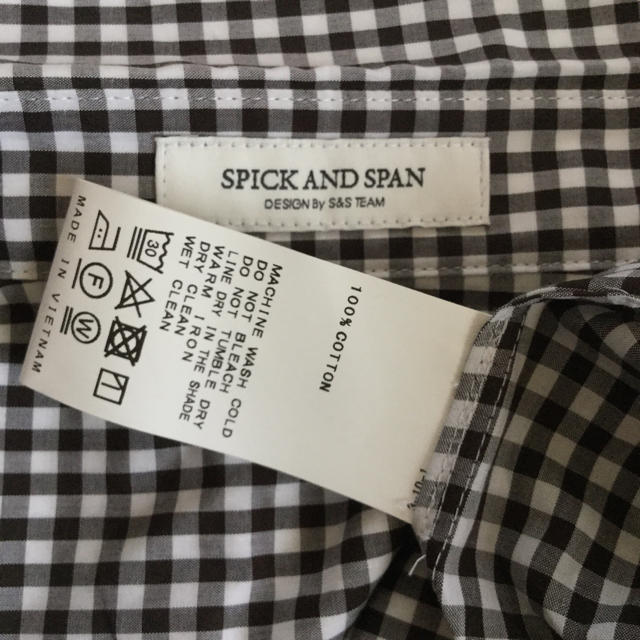 Spick & Span(スピックアンドスパン)のスピックアンドスパン ダークブラウン×ホワイト ギンガムチェックシャツ 試着のみ レディースのトップス(シャツ/ブラウス(半袖/袖なし))の商品写真