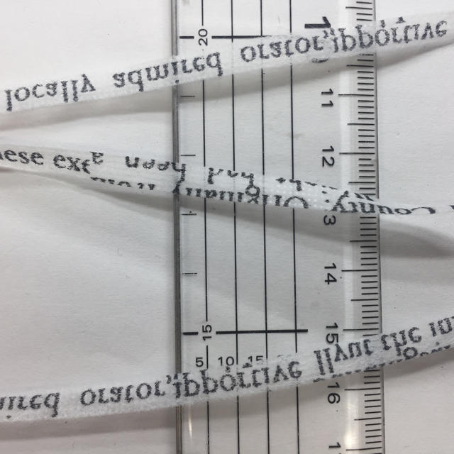 スラリットテープヤーン英字入り  ５０ｇ ハンドメイドの素材/材料(生地/糸)の商品写真