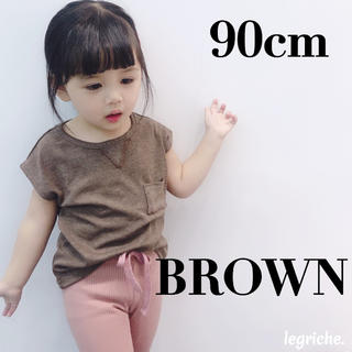 海外子供服 Tシャツ カットソー トップス ブラウン 90(Tシャツ/カットソー)