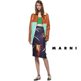 マルニ(Marni)のMARNI スカート マルニ ミモレ丈 ボタニカル シルク リゾート 総柄(ひざ丈スカート)