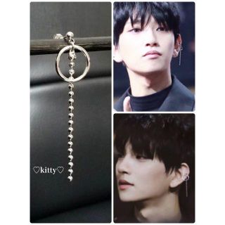 セブンティーン(SEVENTEEN)のセブチ・ジョシュア着用タイプ!!【サークルボールチェーンピアス】(ピアス(片耳用))