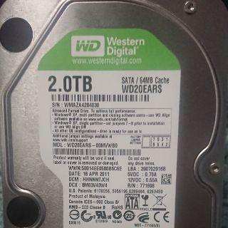 HDD 2TB WD製(PCパーツ)