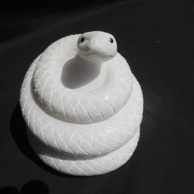 白へび ヘビ White snake（大）天然大理石 手作り品 蛇 巳年