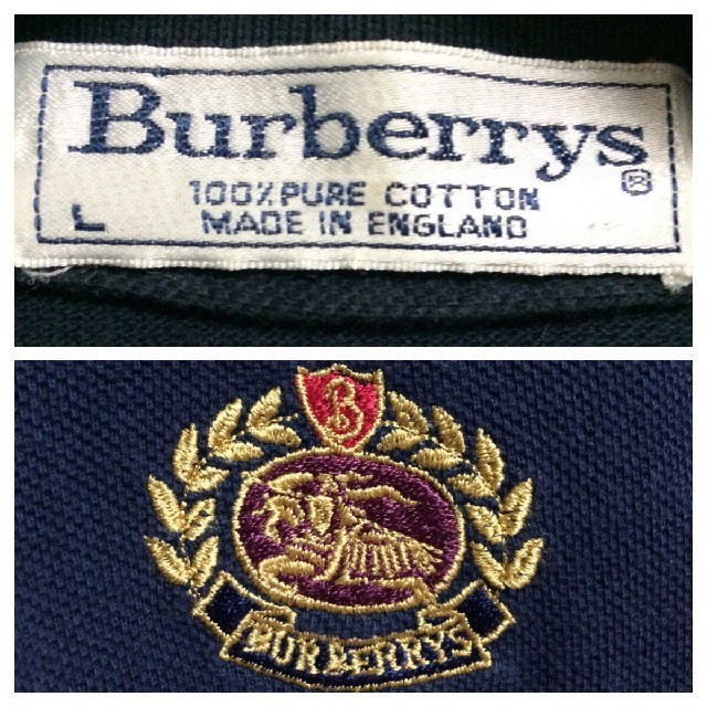 BURBERRY(バーバリー)のレア英国製90s 大きめ黒 バーバリー ポロシャツ 半袖シャツ ヴィンテージ メンズのトップス(ポロシャツ)の商品写真