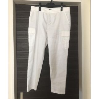 ニジュウサンク(23区)の【美品】値下げ クロップドパンツ白44サイズ(クロップドパンツ)