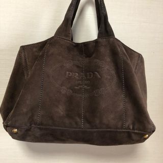 レア✨ PRADA カナパ スエード ブラウン L ハンドバッグ ブラウン