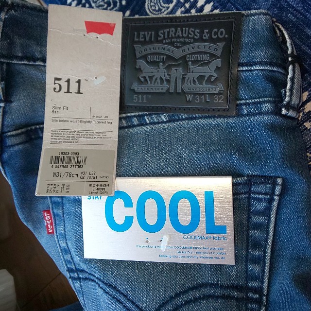 Levi's(リーバイス)の新品タグ付 Levi's 511  w31/78cm COOLMAX メンズのパンツ(デニム/ジーンズ)の商品写真