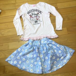 メゾピアノ(mezzo piano)のメゾピアノ　花柄スカート　140 　メゾピアノ　Tシャツ　150 (Tシャツ/カットソー)