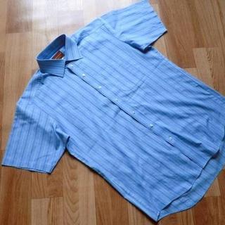 シャツ(shirts)のSHIRTS PLAZAシャツプラザ■ストライプ・半袖シャツ■ブルー■メンズ M(シャツ)