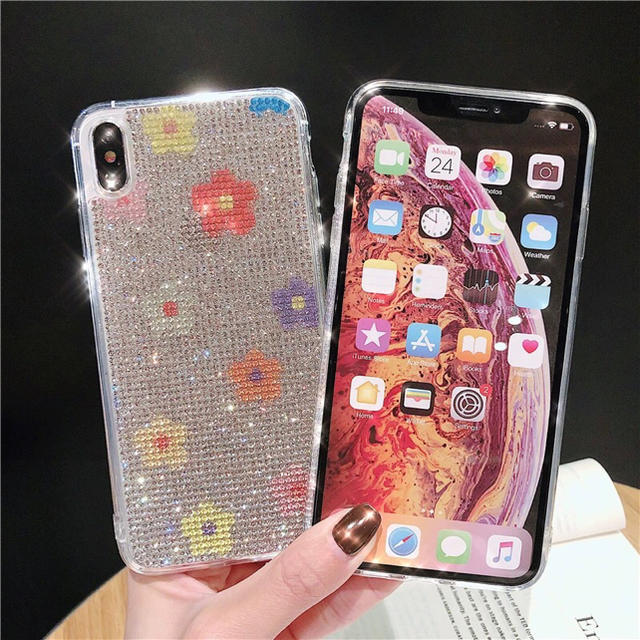 即納 送料込 花柄 キラキラ ラインストーン iPhoneケースの通販 by galaxycountry's shop｜ラクマ