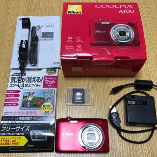 ニコン(Nikon)の値下げ 美品 デジカメ Nikon COOLPIX A100 赤 レッド(コンパクトデジタルカメラ)