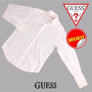 ゲス(GUESS)の【GUESS☆極美品!!】刺繍入りコットン100%ホワイトシャツ／M-size(シャツ)