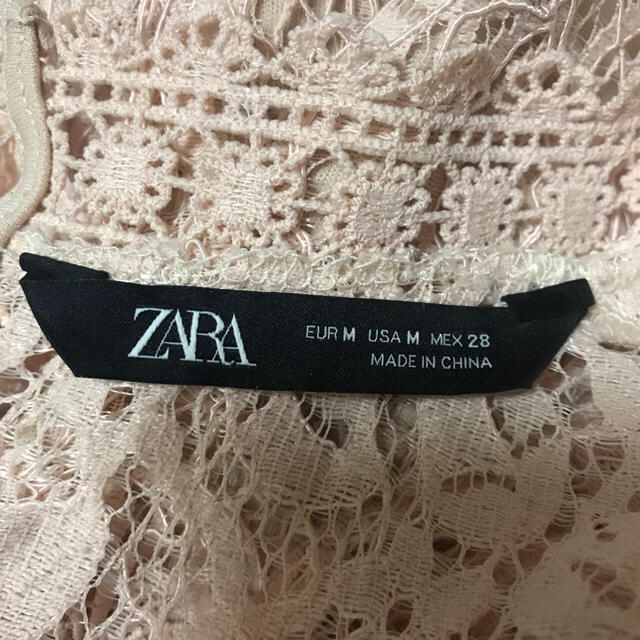 ZARA(ザラ)の美品 総レースワンピース ピンク ZARA Mサイズ レディースのワンピース(ひざ丈ワンピース)の商品写真
