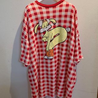 プニュズ(PUNYUS)のPUNYUS ギンガムチェックバニーTシャツ(ひざ丈ワンピース)