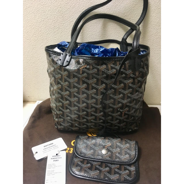 廃盤 GOYARD 黒ゴヤール サンルイ ジュニア ハンド バッグ