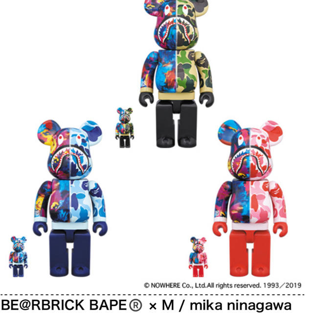 A BATHING APE(アベイシングエイプ)のBE@RBRICK BAPE × M / mika ninagawa 3色セット エンタメ/ホビーのフィギュア(その他)の商品写真