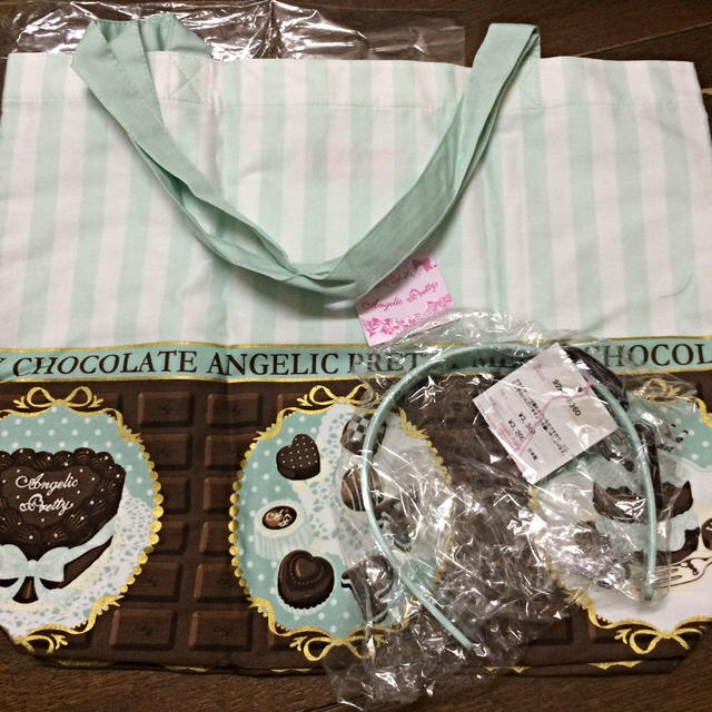 Angelic Pretty(アンジェリックプリティー)のメルティチョコレート☆トート&カチューシャセット レディースのバッグ(トートバッグ)の商品写真