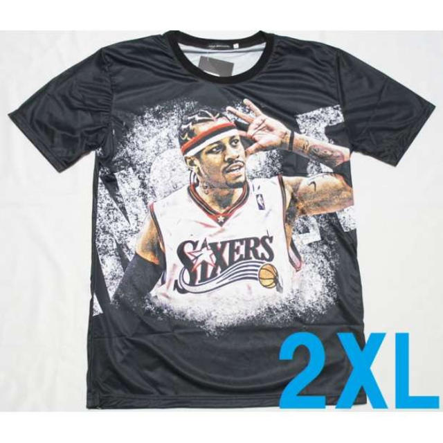 2xl 黒 Nba アイバーソン Tシャツ Sixrers バスケ 半袖 練習着の通販 By ゴリ S Shop ラクマ