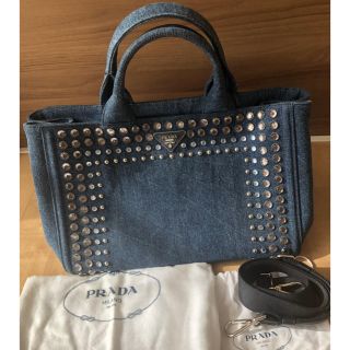 プラダ(PRADA)のPRADA カナパビジュー デニムLサイズ(トートバッグ)