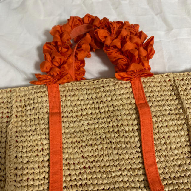 LUDLOW(ラドロー)の[値下げ！]LUDLOW かごバッグ オレンジ グレープハンドル レディースのバッグ(かごバッグ/ストローバッグ)の商品写真