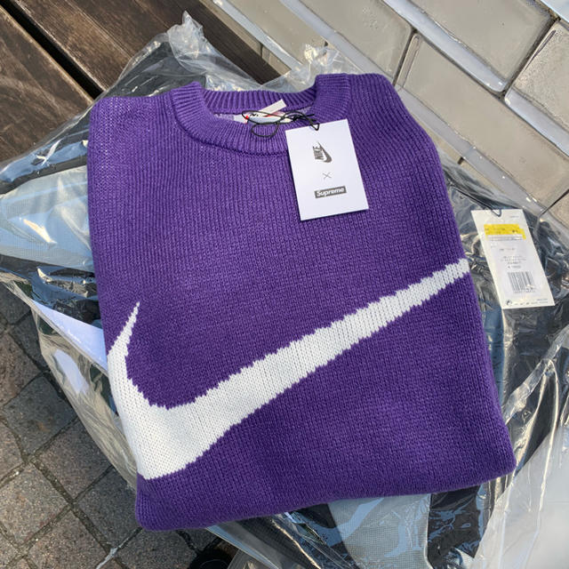 【M】Supreme Nike swoosh sweaterセーターパープル紫