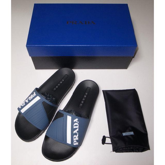 PRADA プラダ■slide sandal スライド サンダル bl UK9