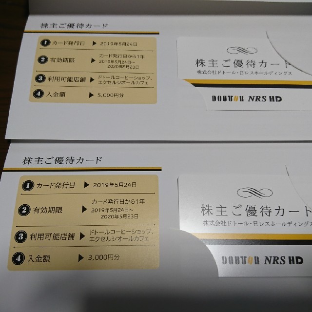 優待券/割引券ドトール株主優待カード　8000円分