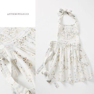 アンソロポロジー(Anthropologie)のセール アンソロポロジー エプロン ドレスエプロン 刺繍 ゴールド (その他)